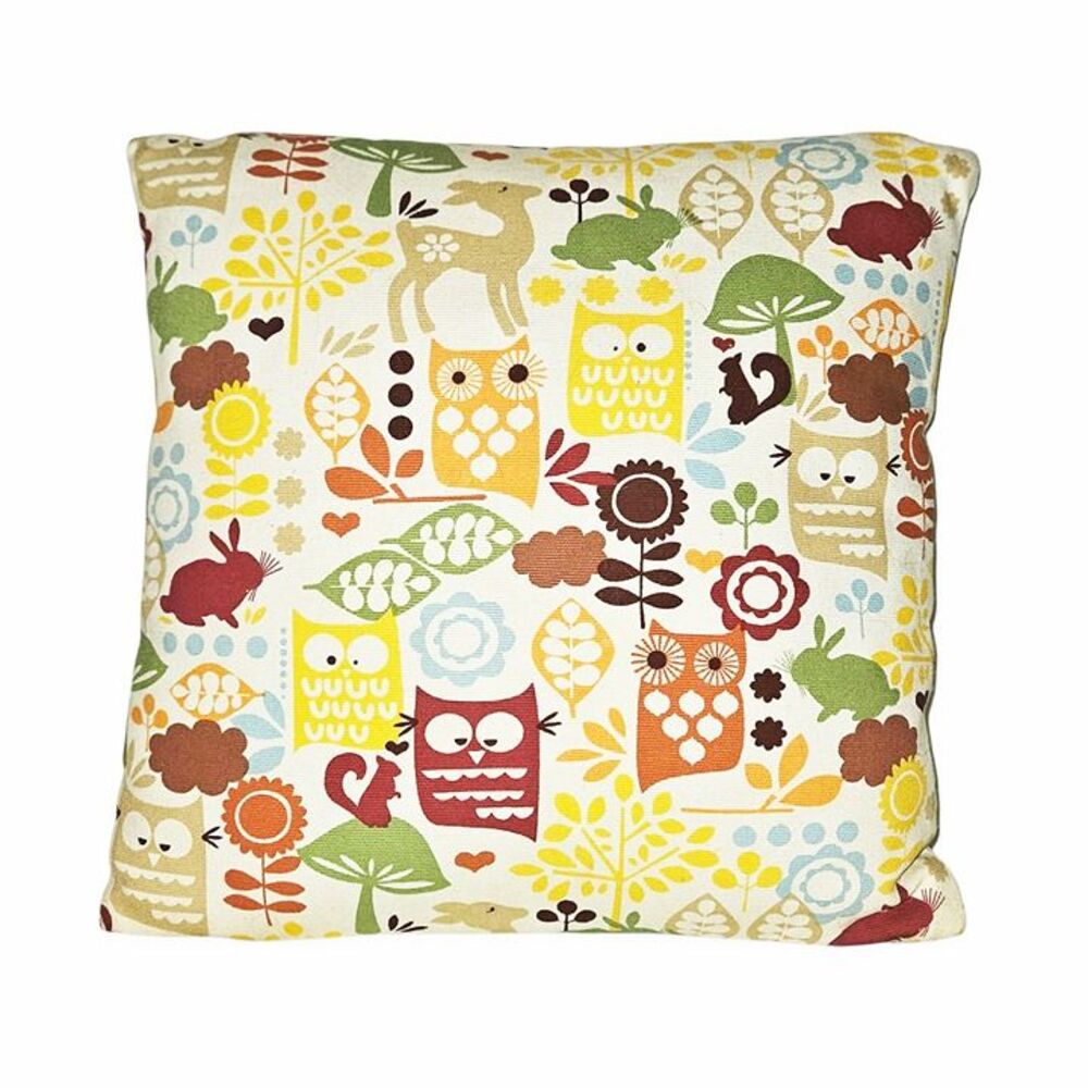 Colorful Children's Handmade Pillow 12 x 12 Michael Miller Forest Life Pattern
